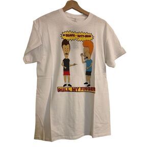 Beavis and Butt-Head MTV 90's Short Sleeve Tshirt White Sz Medium Men
